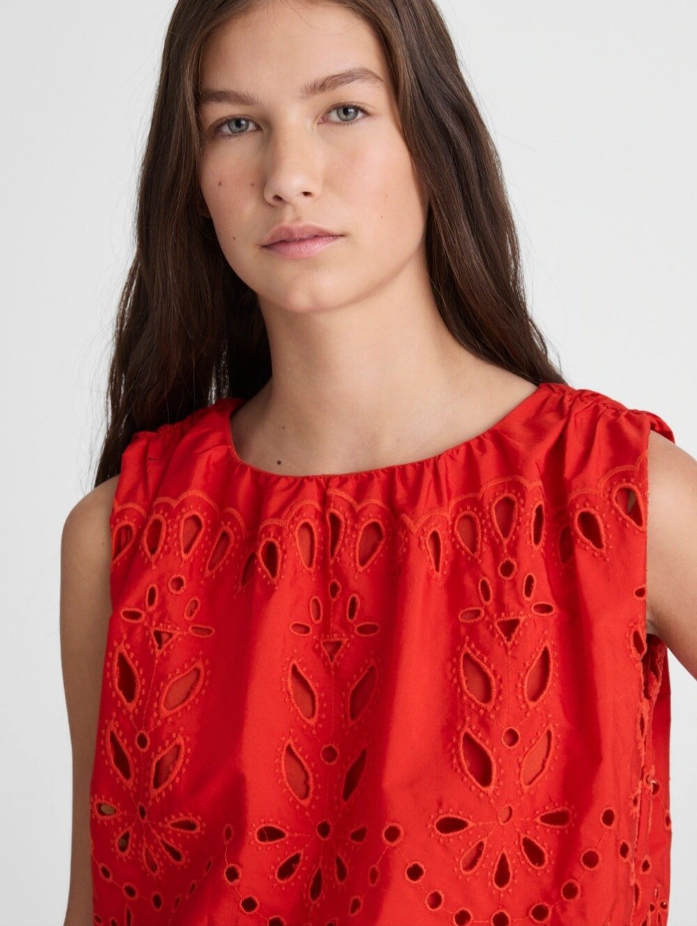 Madewell Embroidered Sleeveless Bubble Top In Poplin Large NWT - Picture 11 of 11